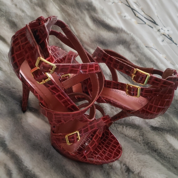Just Fab by Jessie Red Snake Skin Print Heels 👠 😍 - Picture 11 of 11